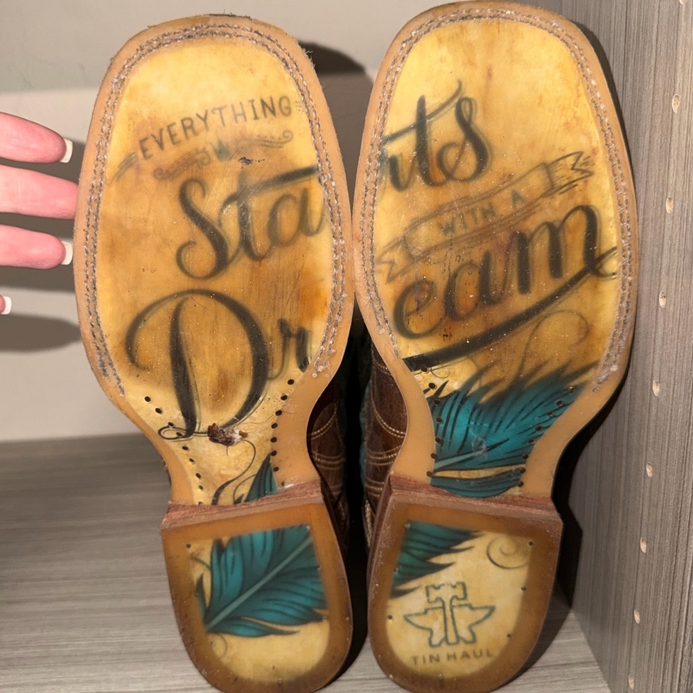 Tin Haul Women's Brown Heeled Boots with Unique Sole